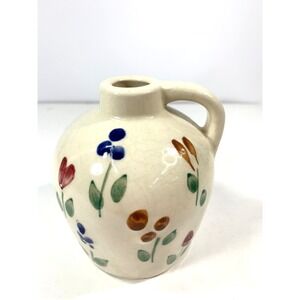 Hand Painted Vintage Stoneware Flower Jug Vase